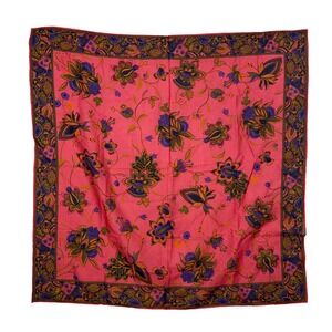 Echo Scarf 100 % Cotton 30" Square Red Purple Green Vintage Made in Japan Floral